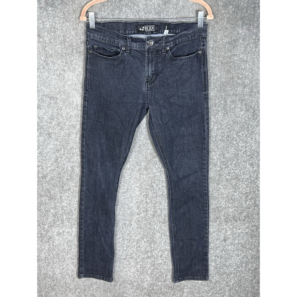 XXX Rude Super Skinny Jeans Mens Size 30x30 Black Stretch Denim 5 Pocket